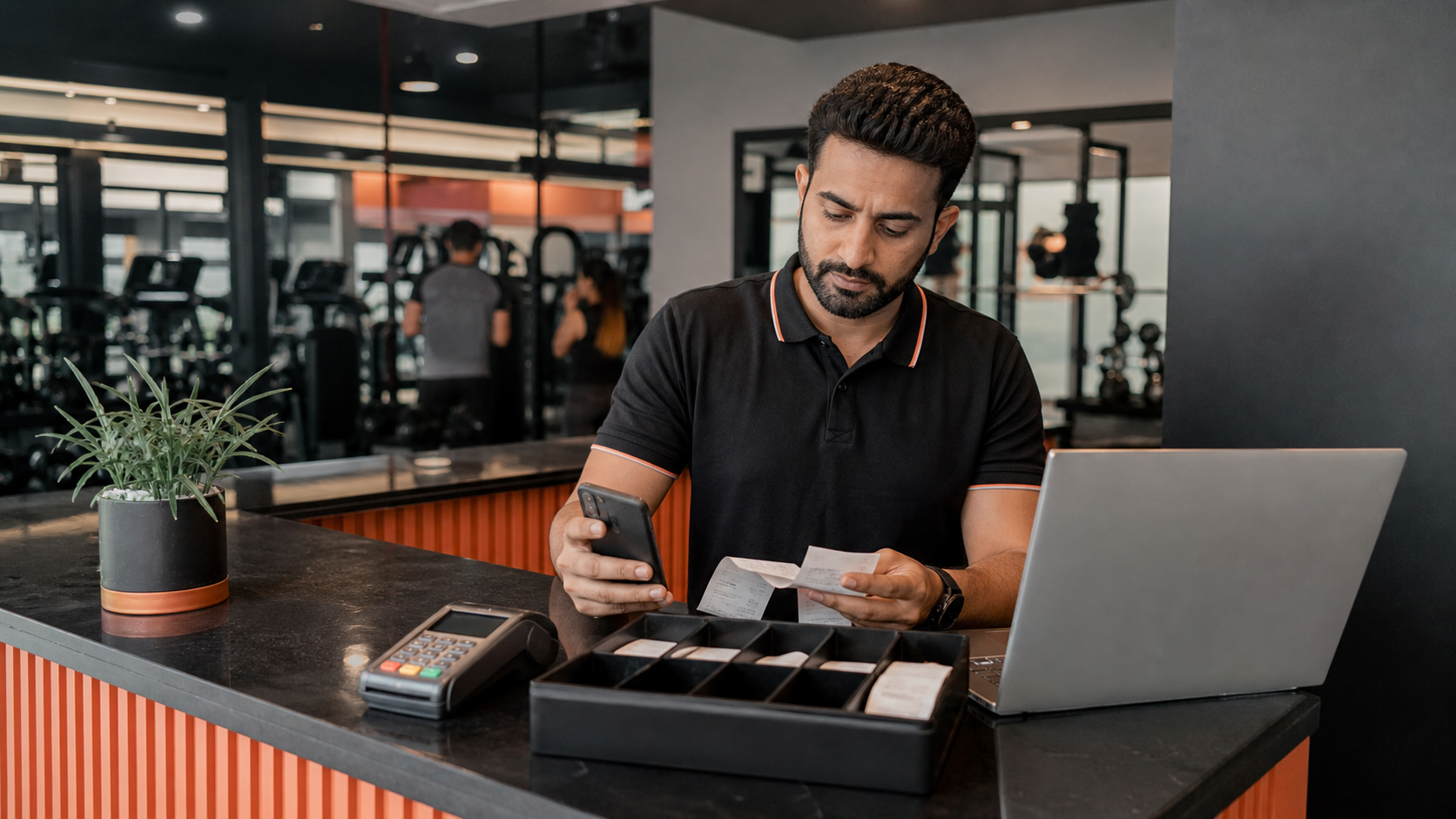 Dashboard tracking gym payments across cash, UPI, and cards